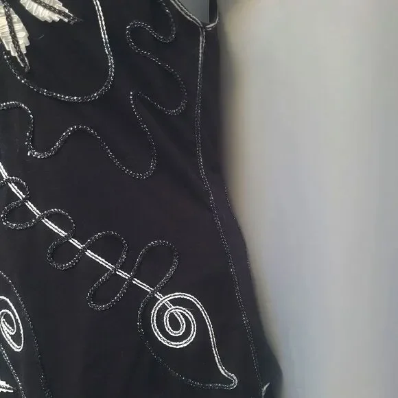 Lauren Michelle Tank Top Sparkle Braided Embellishments Silver Bling Large New - Picture 6 of 9